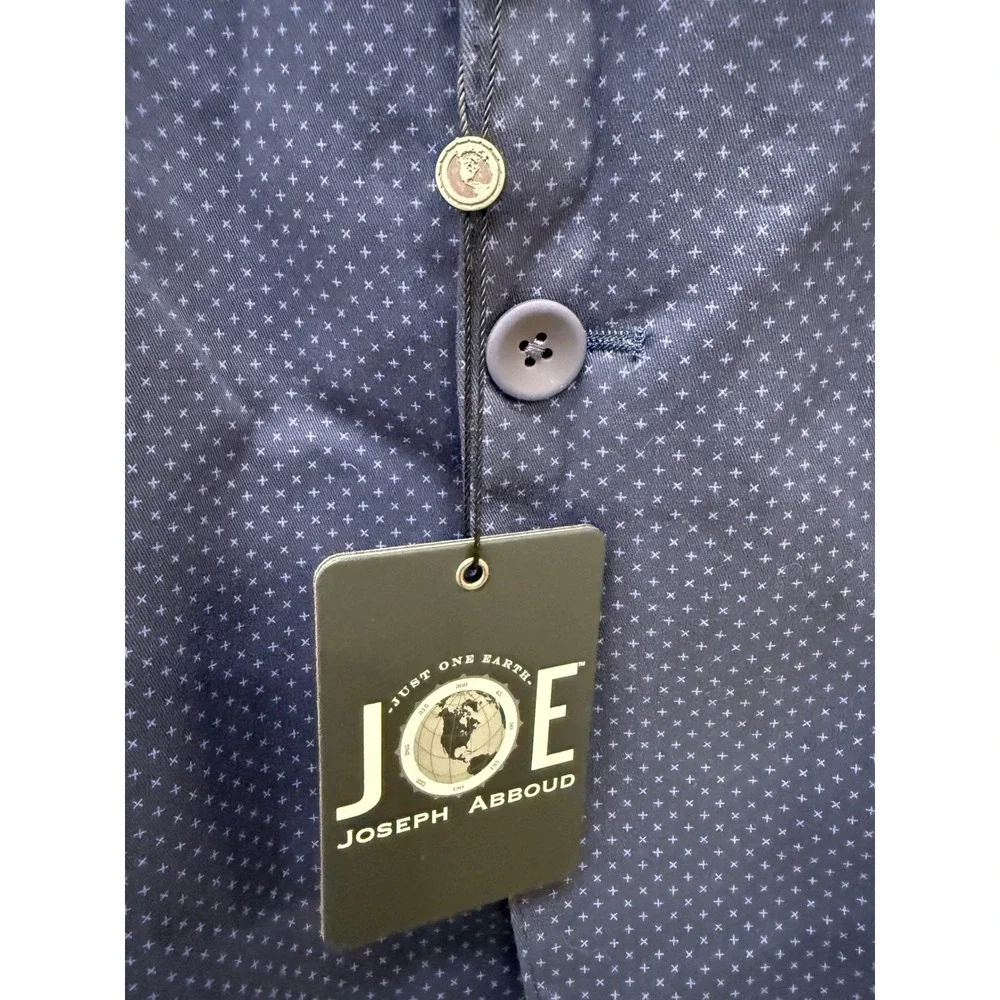 Joseph Abboud JOE Blazer Large Slim Fit Navy Blue Geometric Sport Coat NEW